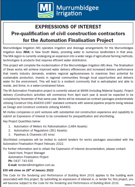 Advert_EOI MI Automation Finalisation Project 91221_Dec 2021