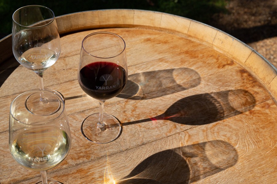 Yarran Wine glasses on barrel